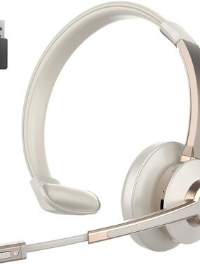 Wireless Over-Ear Headset in Cream and Rose Gold